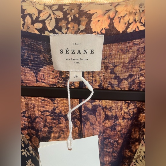 Sezane Country Flowers Dress in Navy and Cream | Size 34 | US Size 2 - Picture 5 of 12